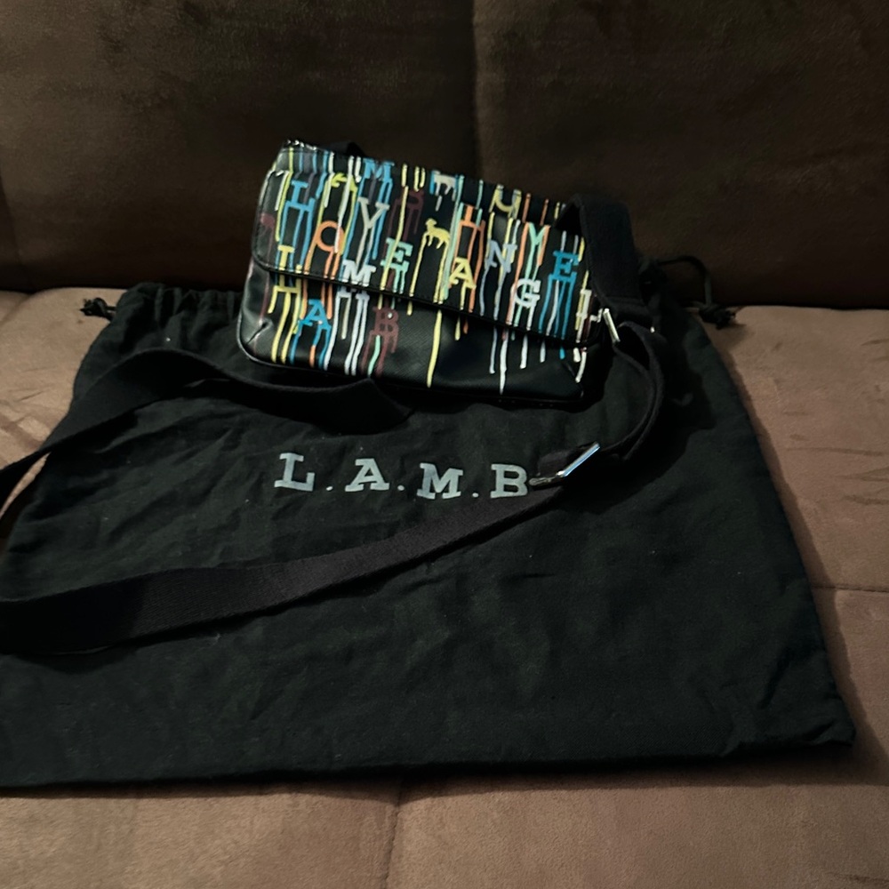 L.A.M.B. Black and Multicolor Crossbody Bag